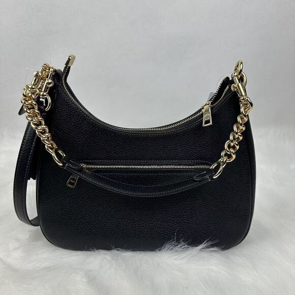Coach Teri Hobo Bag With Rivets Shoulder Crossbody In Leather/Gold/Black CAK02 - Picture 4 of 10